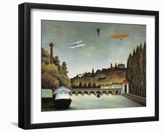 View of the Sévres Bridge and the Hills of Clamart, Saint-Cloud and Bellevue, 1908-Henri Rousseau-Framed Giclee Print