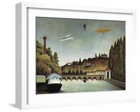 View of the Sévres Bridge and the Hills of Clamart, Saint-Cloud and Bellevue, 1908-Henri Rousseau-Framed Giclee Print