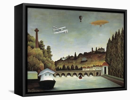 View of the Sévres Bridge and the Hills of Clamart, Saint-Cloud and Bellevue, 1908-Henri Rousseau-Framed Stretched Canvas