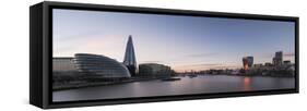 View of the Shard and City Hall from Tower Bridge and the River Thames at Night, London, England-Ben Pipe-Framed Stretched Canvas