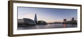 View of the Shard and City Hall from Tower Bridge and the River Thames at Night, London, England-Ben Pipe-Framed Photographic Print