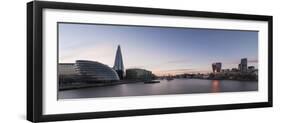 View of the Shard and City Hall from Tower Bridge and the River Thames at Night, London, England-Ben Pipe-Framed Photographic Print