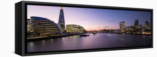 View of the Shard and City Hall from Tower Bridge, Southwark, London, England-null-Framed Stretched Canvas