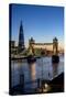 View of the Shard and Tower Bridge Above the River Thames at Dusk-Charles Bowman-Stretched Canvas