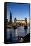 View of the Shard and Tower Bridge Above the River Thames at Dusk-Charles Bowman-Framed Stretched Canvas