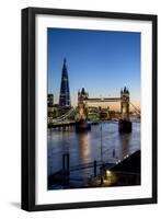 View of the Shard and Tower Bridge Above the River Thames at Dusk-Charles Bowman-Framed Photographic Print