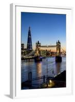 View of the Shard and Tower Bridge Above the River Thames at Dusk-Charles Bowman-Framed Photographic Print