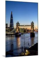 View of the Shard and Tower Bridge Above the River Thames at Dusk-Charles Bowman-Mounted Photographic Print