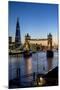 View of the Shard and Tower Bridge Above the River Thames at Dusk-Charles Bowman-Mounted Photographic Print