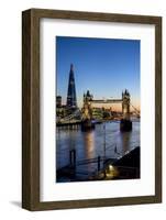 View of the Shard and Tower Bridge Above the River Thames at Dusk-Charles Bowman-Framed Photographic Print