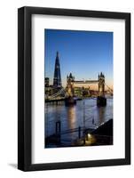 View of the Shard and Tower Bridge Above the River Thames at Dusk-Charles Bowman-Framed Photographic Print