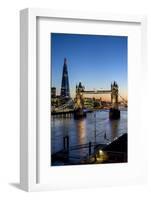 View of the Shard and Tower Bridge Above the River Thames at Dusk-Charles Bowman-Framed Photographic Print