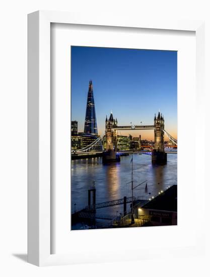 View of the Shard and Tower Bridge Above the River Thames at Dusk-Charles Bowman-Framed Photographic Print