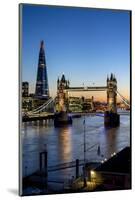 View of the Shard and Tower Bridge Above the River Thames at Dusk-Charles Bowman-Mounted Photographic Print