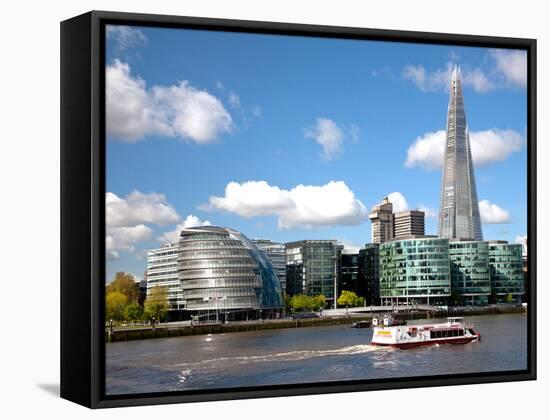 View of the Shard, City Hall and More London Along the River Thames, London, England, UK-Adina Tovy-Framed Stretched Canvas