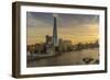 View of The Shard, HMS Belfast and River Thames from Cheval Three Quays at sunset, London, England-Frank Fell-Framed Photographic Print