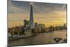 View of The Shard, HMS Belfast and River Thames from Cheval Three Quays at sunset, London, England-Frank Fell-Mounted Photographic Print