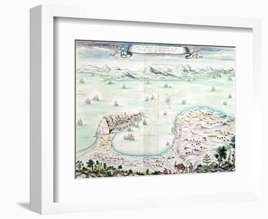 View of the Siege of Gibraltar in 1704-null-Framed Giclee Print