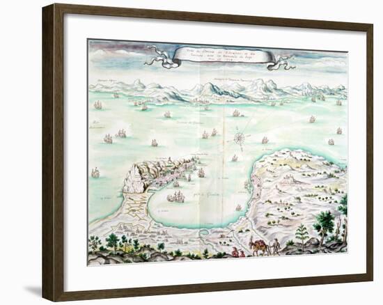 View of the Siege of Gibraltar in 1704-null-Framed Giclee Print