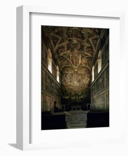 View of the Sistine Chapel Showing the Last Judgement and Part of the Ceiling (Before Restoration)-Michelangelo Buonarroti-Framed Giclee Print