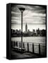 View of the Skyscrapers of Manhattan with the Empire State Building a Jetty in Brooklyn at Sunset-Philippe Hugonnard-Framed Stretched Canvas