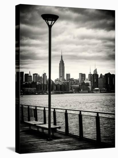 View of the Skyscrapers of Manhattan with the Empire State Building a Jetty in Brooklyn at Sunset-Philippe Hugonnard-Stretched Canvas