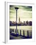 View of the Skyscrapers of Manhattan with the Empire State Building a Jetty in Brooklyn at Sunset-Philippe Hugonnard-Framed Photographic Print