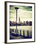 View of the Skyscrapers of Manhattan with the Empire State Building a Jetty in Brooklyn at Sunset-Philippe Hugonnard-Framed Photographic Print