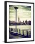 View of the Skyscrapers of Manhattan with the Empire State Building a Jetty in Brooklyn at Sunset-Philippe Hugonnard-Framed Photographic Print