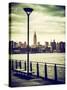 View of the Skyscrapers of Manhattan with the Empire State Building a Jetty in Brooklyn at Sunset-Philippe Hugonnard-Stretched Canvas