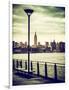 View of the Skyscrapers of Manhattan with the Empire State Building a Jetty in Brooklyn at Sunset-Philippe Hugonnard-Framed Photographic Print
