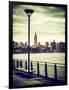 View of the Skyscrapers of Manhattan with the Empire State Building a Jetty in Brooklyn at Sunset-Philippe Hugonnard-Framed Photographic Print