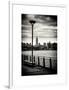 View of the Skyscrapers of Manhattan with the Empire State Building a Jetty in Brooklyn at Sunset-Philippe Hugonnard-Framed Art Print