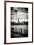 View of the Skyscrapers of Manhattan with the Empire State Building a Jetty in Brooklyn at Sunset-Philippe Hugonnard-Framed Art Print