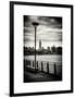 View of the Skyscrapers of Manhattan with the Empire State Building a Jetty in Brooklyn at Sunset-Philippe Hugonnard-Framed Art Print