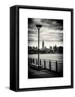 View of the Skyscrapers of Manhattan with the Empire State Building a Jetty in Brooklyn at Sunset-Philippe Hugonnard-Framed Stretched Canvas