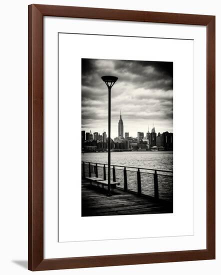 View of the Skyscrapers of Manhattan with the Empire State Building a Jetty in Brooklyn at Sunset-Philippe Hugonnard-Framed Art Print