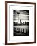 View of the Skyscrapers of Manhattan with the Empire State Building a Jetty in Brooklyn at Sunset-Philippe Hugonnard-Framed Art Print