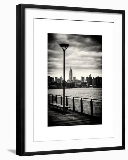 View of the Skyscrapers of Manhattan with the Empire State Building a Jetty in Brooklyn at Sunset-Philippe Hugonnard-Framed Art Print