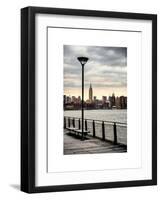 View of the Skyscrapers of Manhattan with the Empire State Building a Jetty in Brooklyn at Sunset-Philippe Hugonnard-Framed Art Print