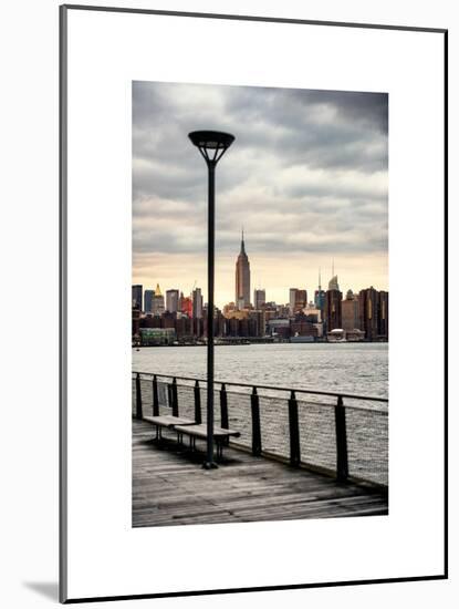 View of the Skyscrapers of Manhattan with the Empire State Building a Jetty in Brooklyn at Sunset-Philippe Hugonnard-Mounted Art Print