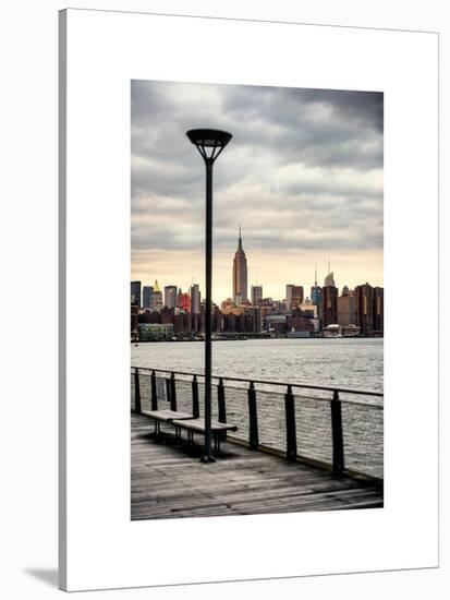 View of the Skyscrapers of Manhattan with the Empire State Building a Jetty in Brooklyn at Sunset-Philippe Hugonnard-Stretched Canvas