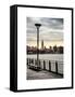 View of the Skyscrapers of Manhattan with the Empire State Building a Jetty in Brooklyn at Sunset-Philippe Hugonnard-Framed Stretched Canvas