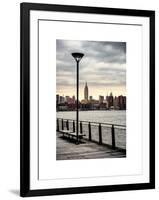 View of the Skyscrapers of Manhattan with the Empire State Building a Jetty in Brooklyn at Sunset-Philippe Hugonnard-Framed Art Print