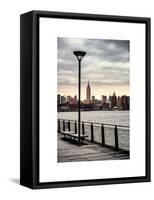 View of the Skyscrapers of Manhattan with the Empire State Building a Jetty in Brooklyn at Sunset-Philippe Hugonnard-Framed Stretched Canvas