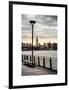 View of the Skyscrapers of Manhattan with the Empire State Building a Jetty in Brooklyn at Sunset-Philippe Hugonnard-Framed Art Print