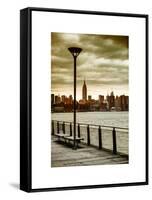 View of the Skyscrapers of Manhattan with the Empire State Building a Jetty in Brooklyn at Sunset-Philippe Hugonnard-Framed Stretched Canvas