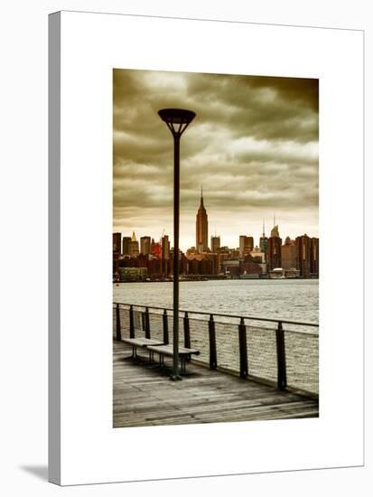 View of the Skyscrapers of Manhattan with the Empire State Building a Jetty in Brooklyn at Sunset-Philippe Hugonnard-Stretched Canvas