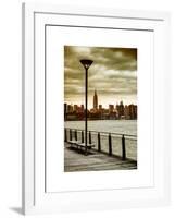 View of the Skyscrapers of Manhattan with the Empire State Building a Jetty in Brooklyn at Sunset-Philippe Hugonnard-Framed Art Print