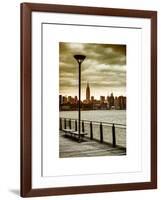 View of the Skyscrapers of Manhattan with the Empire State Building a Jetty in Brooklyn at Sunset-Philippe Hugonnard-Framed Art Print